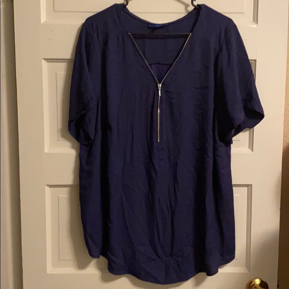 Purple zip up blouse